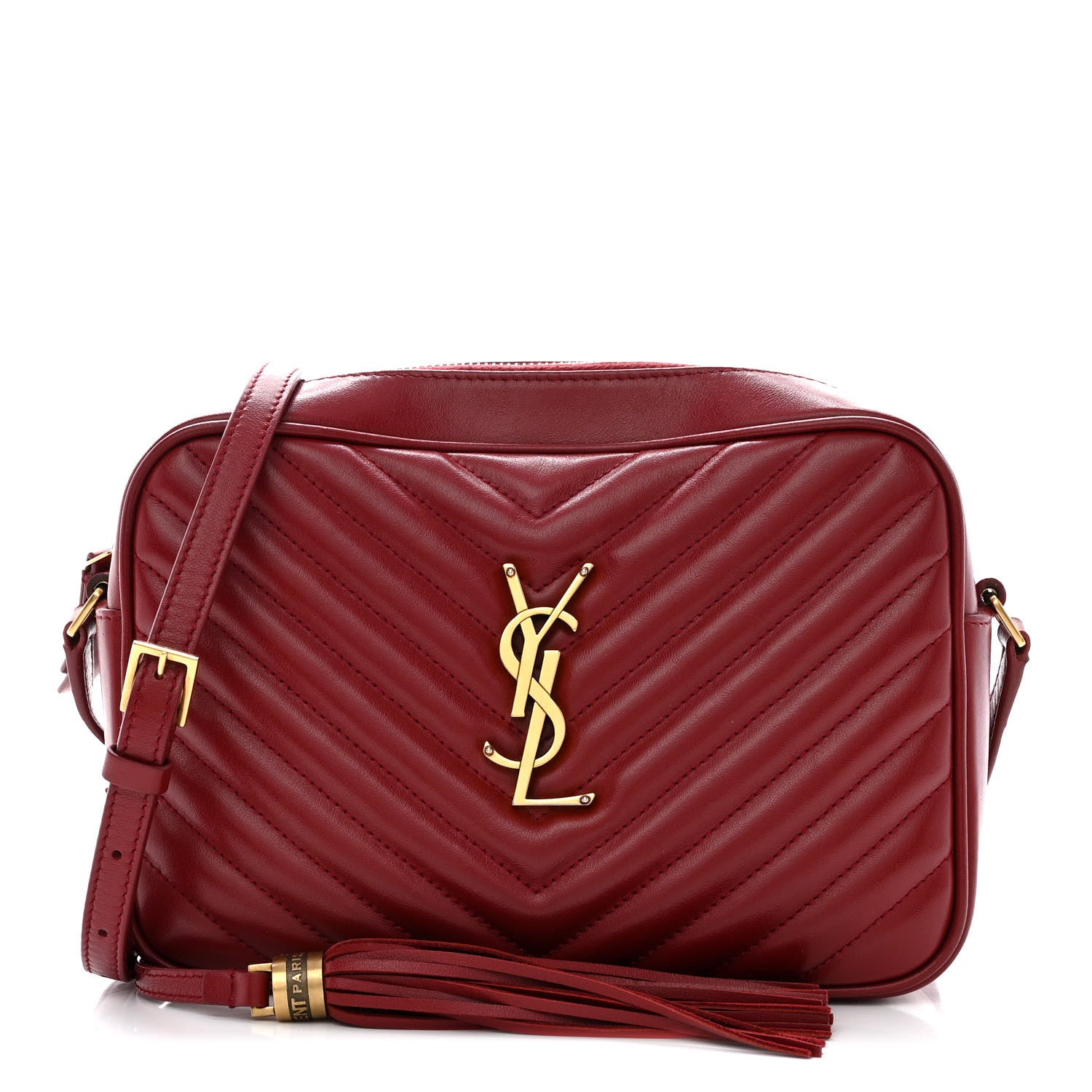Saint Laurent Calfskin Matelasse Monogram Lou Camera Bag Opyum Red 1 of 17