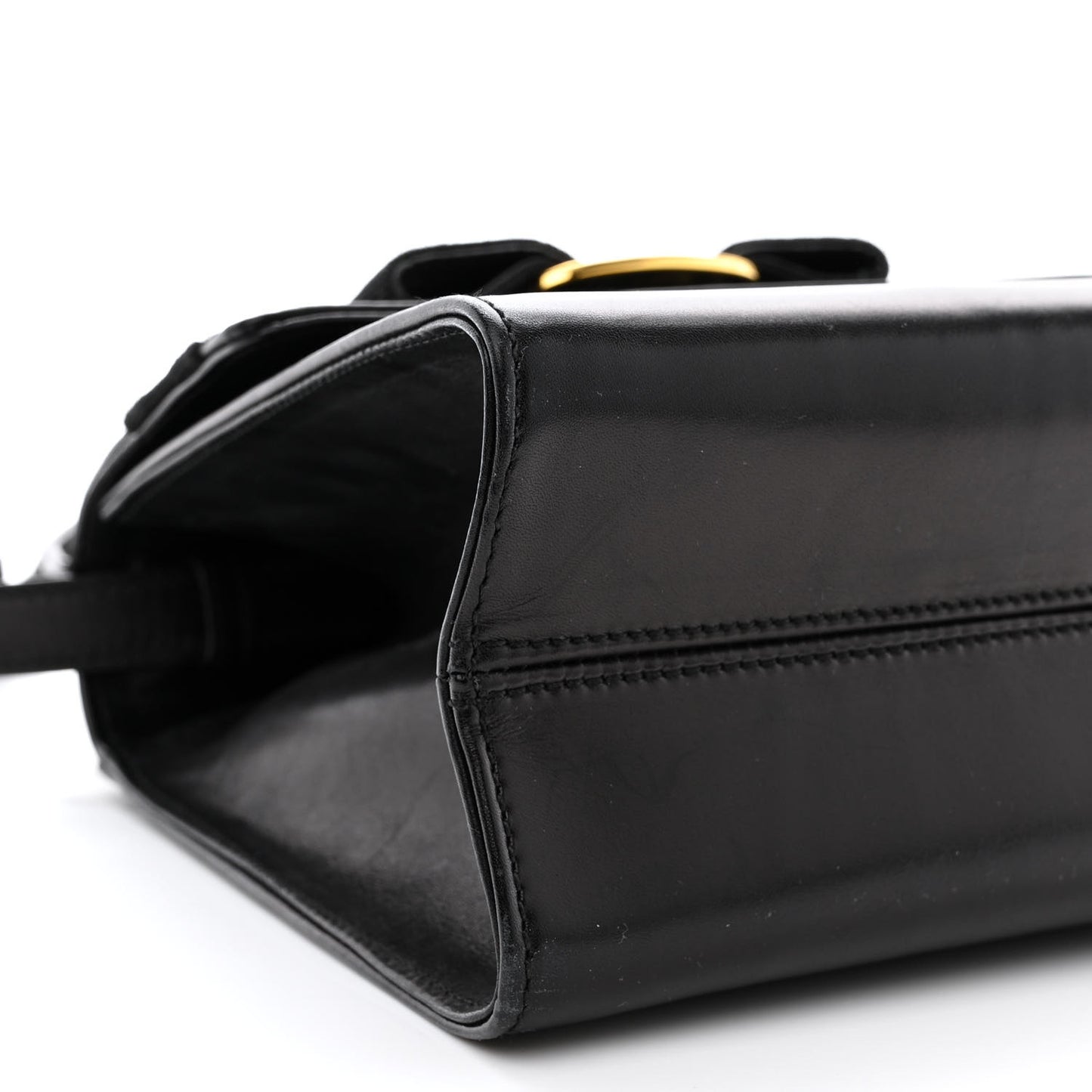 Calfskin Vera Bow Mini Top Handle Crossbody Bag Black
