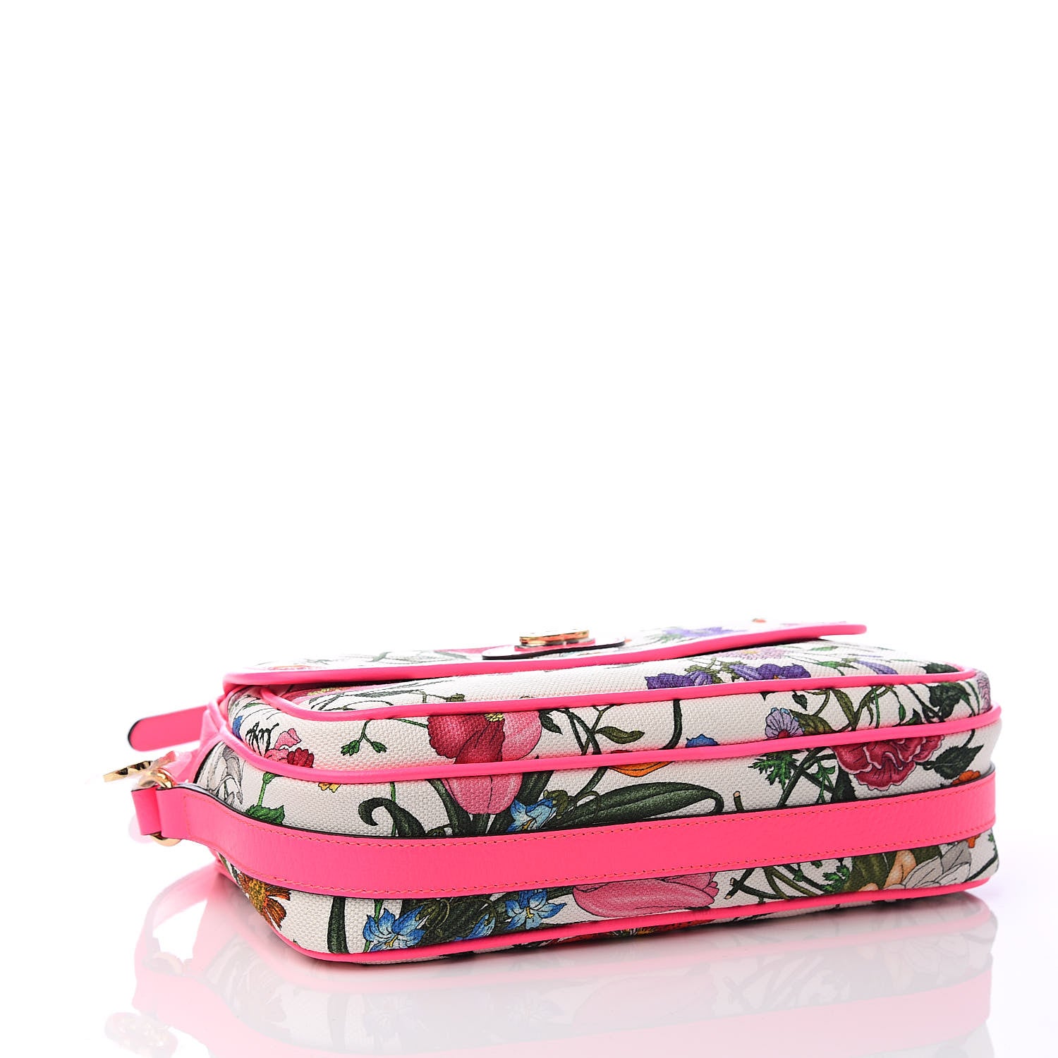 Gucci Canvas Flora Floral Shoulder Bag White Fuchsia Fluo 4 of 10