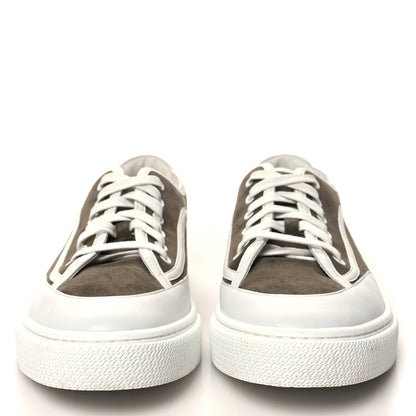 Hermes Suede Goatskin Calfskin Womens Get Sneakers 41 Vert Toundra White 2 of 9