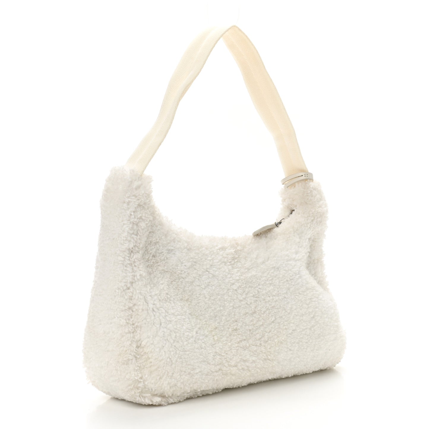 Terry Cloth Mini Re-Edition 2000 Bag White Black