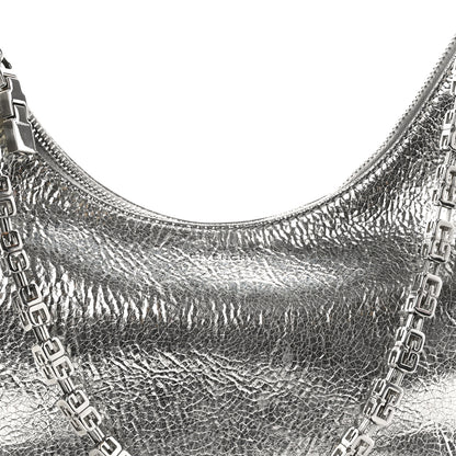 Givenchy Metallic Lambskin Small Moon Cut Out Shoulder Bag Silvery 8 of 11