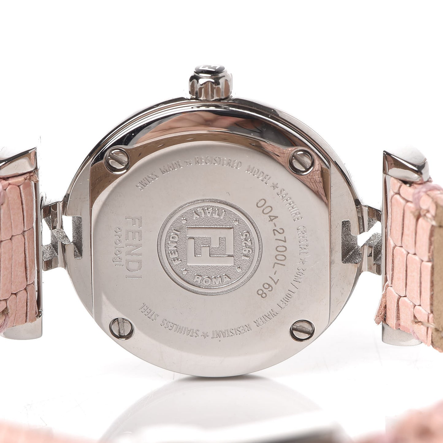 Stainless Steel Calfskin Diamond Pink Mother of Pearl 23mm Moda Quartz Watch