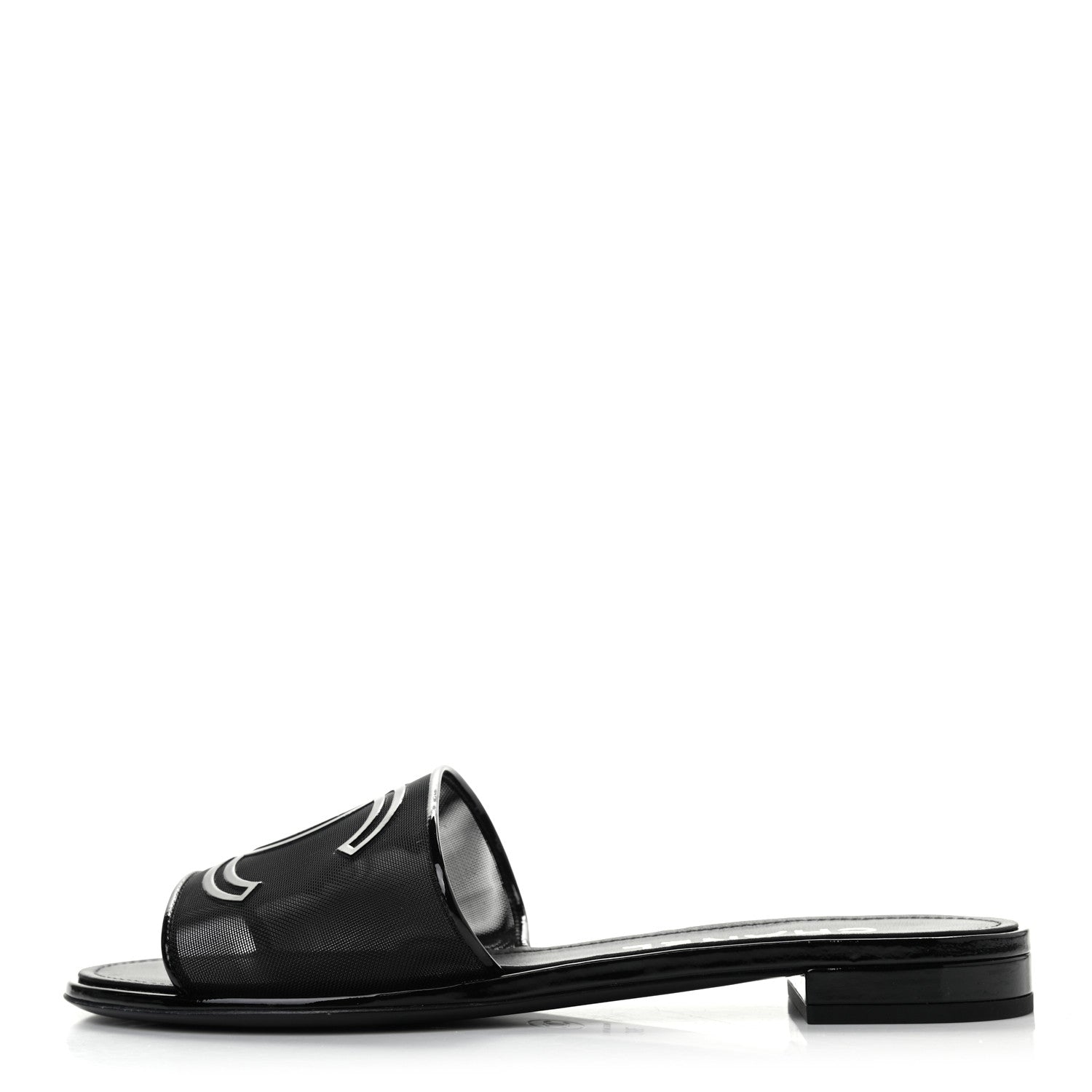 Chanel Mesh Patent Calfskin CC Mules 39 Black 1 of 5