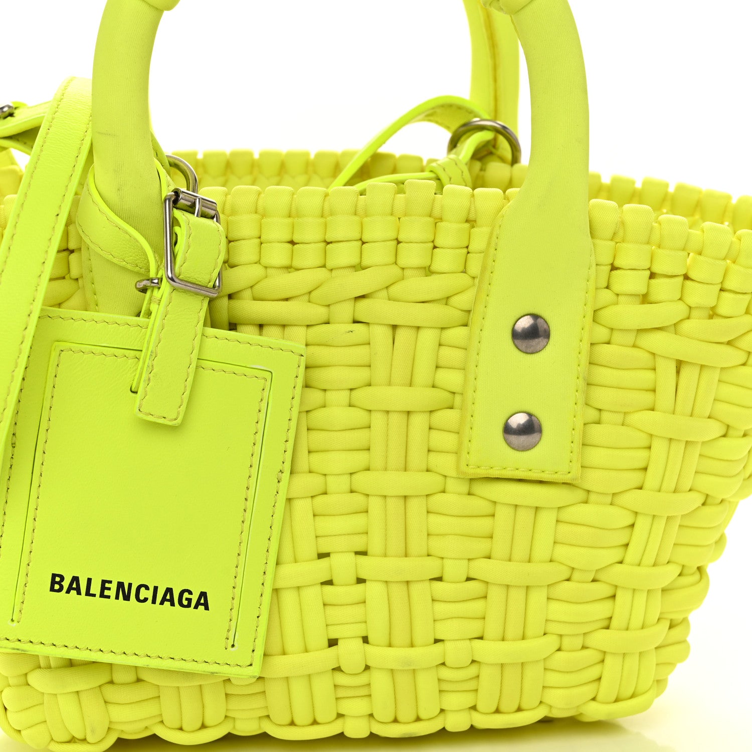Balenciaga Faux Calfskin XXS Bistro Basket Fluo Yellow 7 of 10