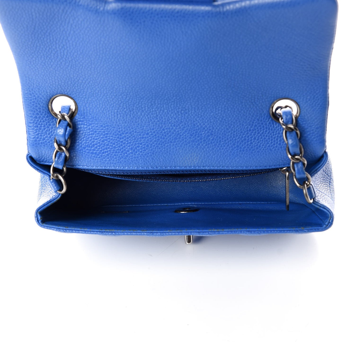 Caviar Quilted Mini Rectangular Flap Blue