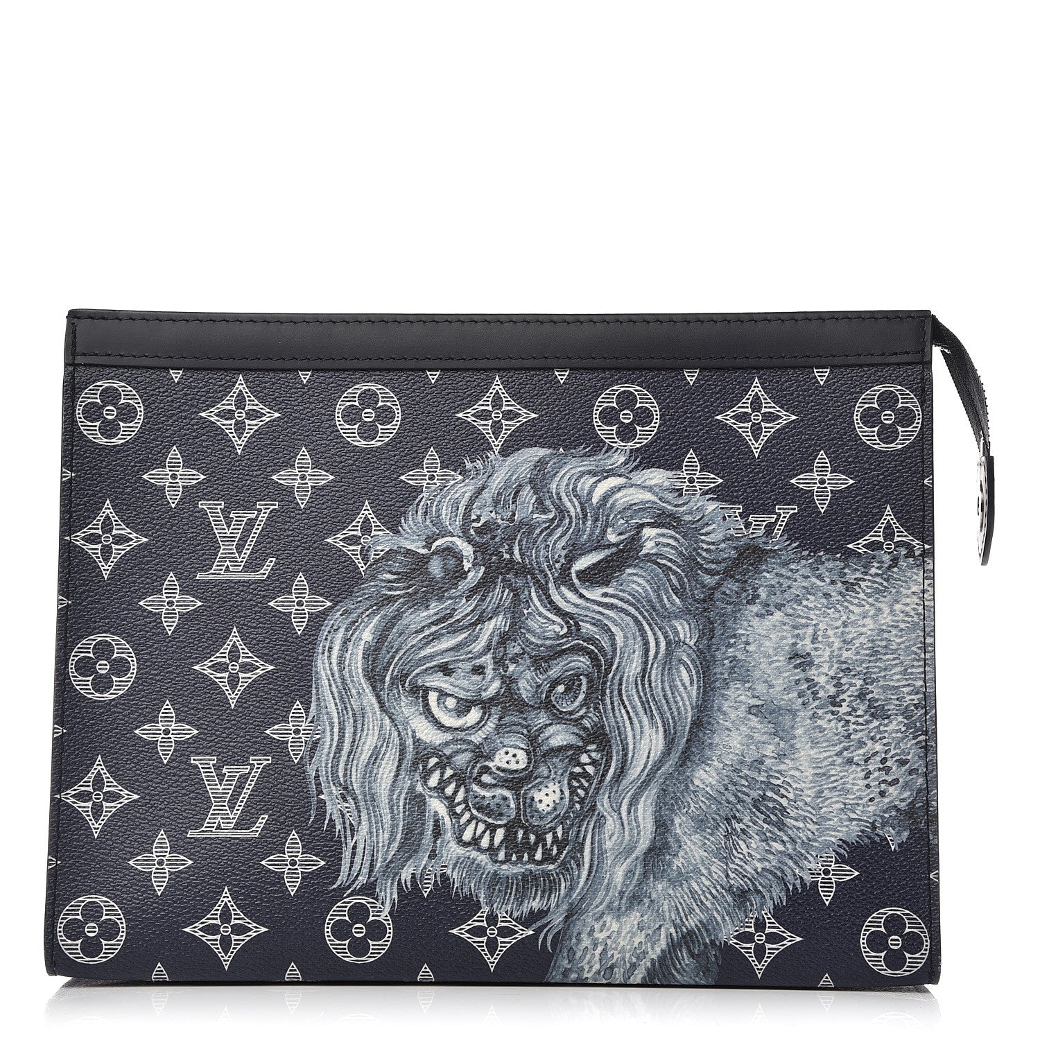 Louis Vuitton Savane Monogram Chapman Lion Pochette Voyage MM Ink 1 of 9