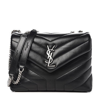 Saint Laurent Calfskin Y Quilted Monogram Small Loulou Chain Satchel Black 1 of 9