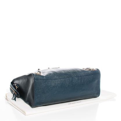 Balenciaga Chevre Gold Metallic Edge Hardware City Bleu Paon 4 of 14