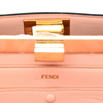 Fendi Vitello King Luxor Shiny Nappa Medium Peekaboo I SEE U East West Satchel Black Light Rose 6 of 11