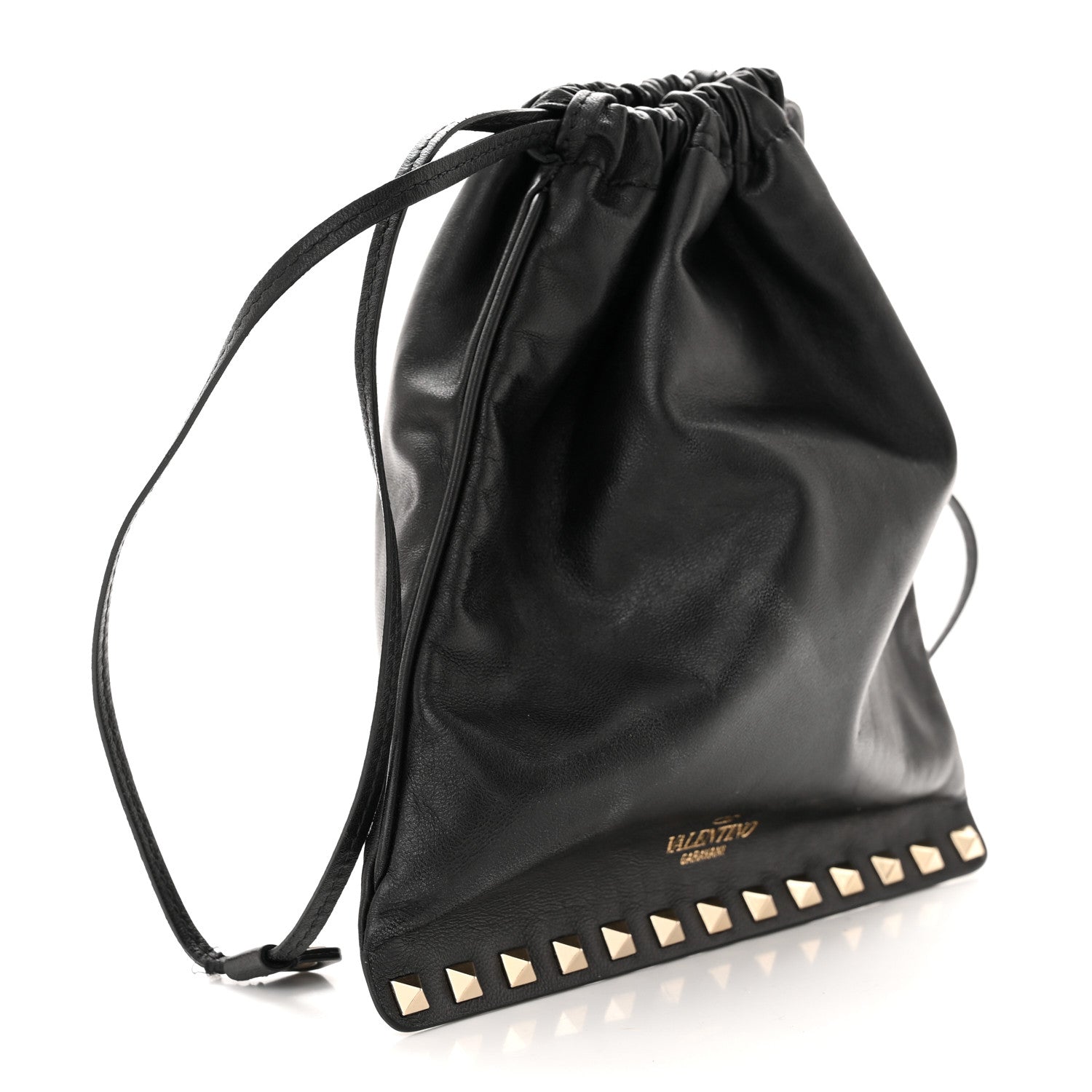 Valentino Garavani Calfskin Rockstud Drawstring Pouch Black 3 of 10