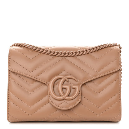 Gucci Calfskin Matelasse Monochrome GG Marmont Chain Wallet Camelia 1 of 10