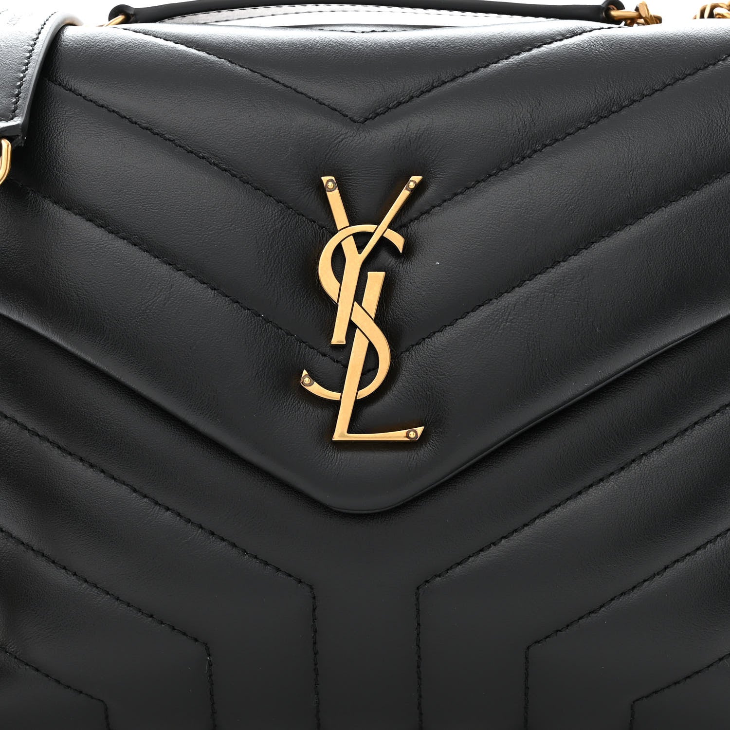 Saint Laurent Calfskin Y Quilted Monogram Small Loulou Chain Satchel Black 8 of 11
