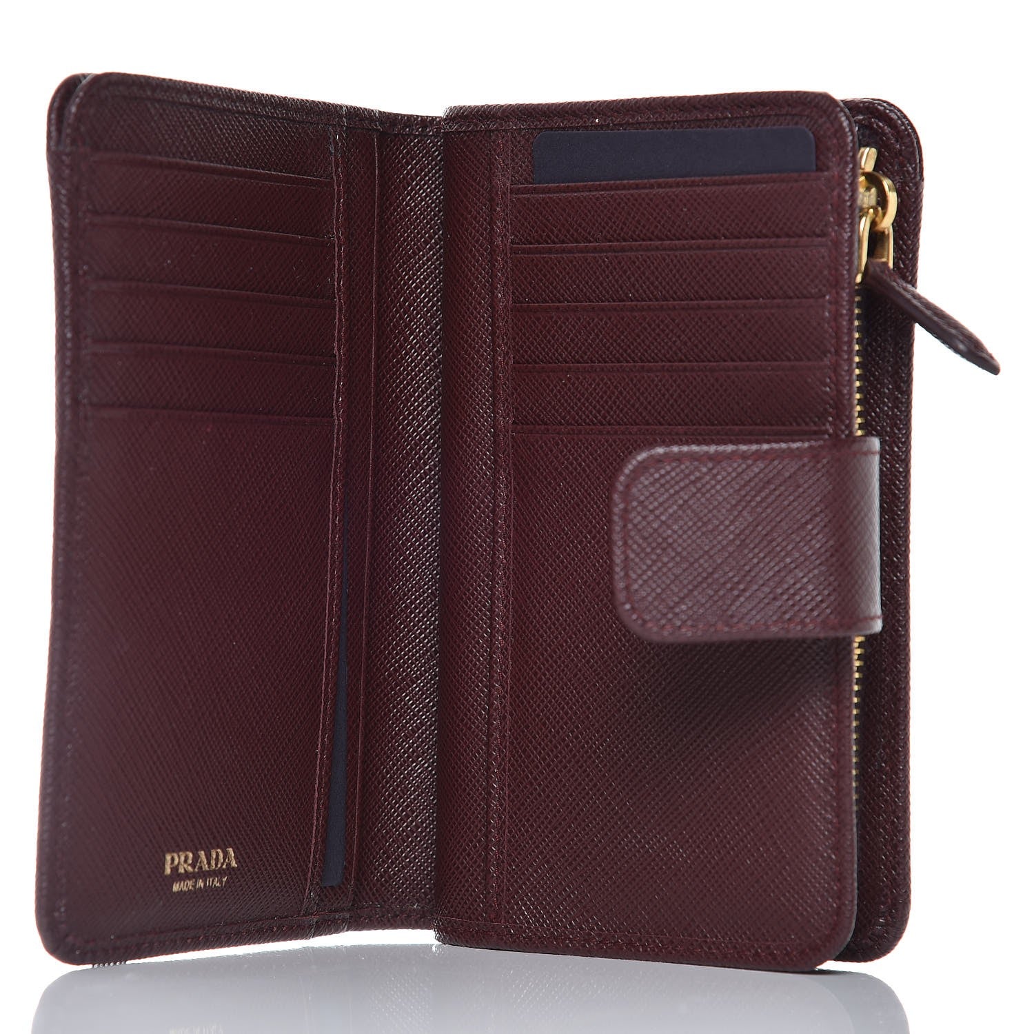 Prada Saffiano Metal Compact Wallet Granato 5 of 7