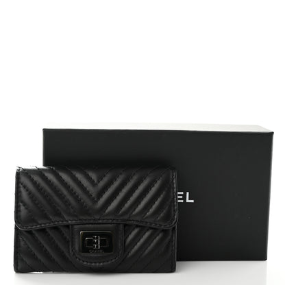 Chanel Aged Calfskin Chevron Quilted Reissue Flap Card Holder So Black 9 of 9