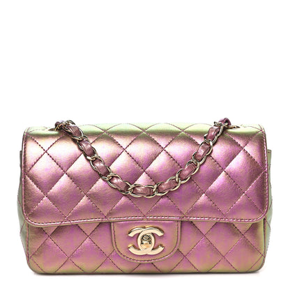 Chanel Iridescent Lambskin Quilted Mini Rectangular Flap Purple 1 of 11