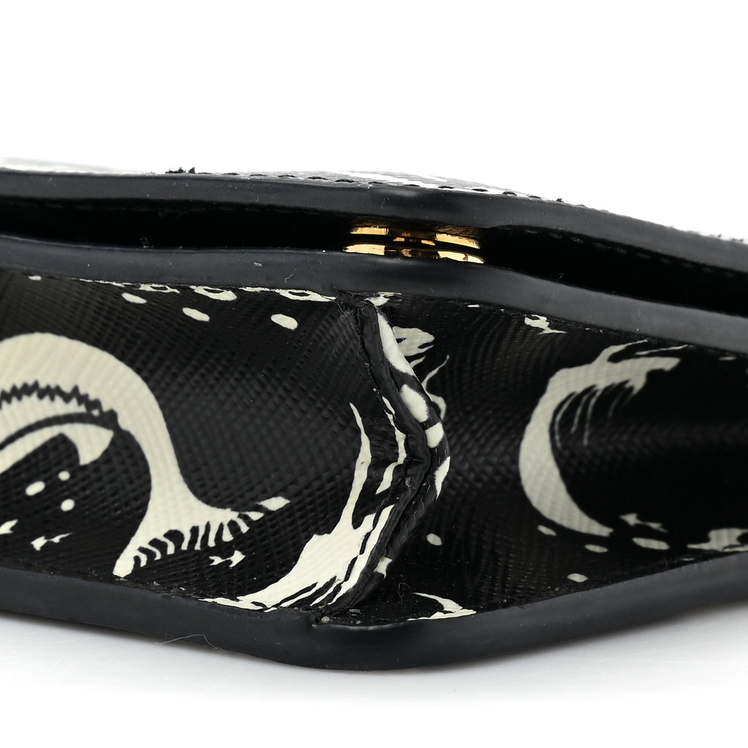Prada Saffiano Triangle Logo Mermaid Print Mini Crossbody Bag Black 7 of 10