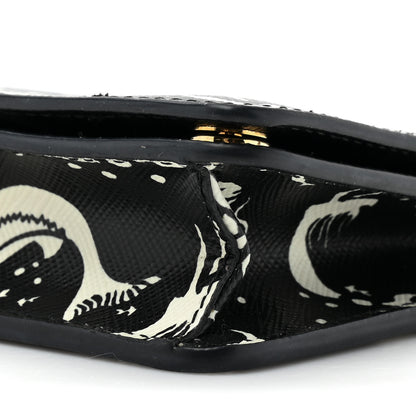 Prada Saffiano Triangle Logo Mermaid Print Mini Crossbody Bag Black 7 of 10