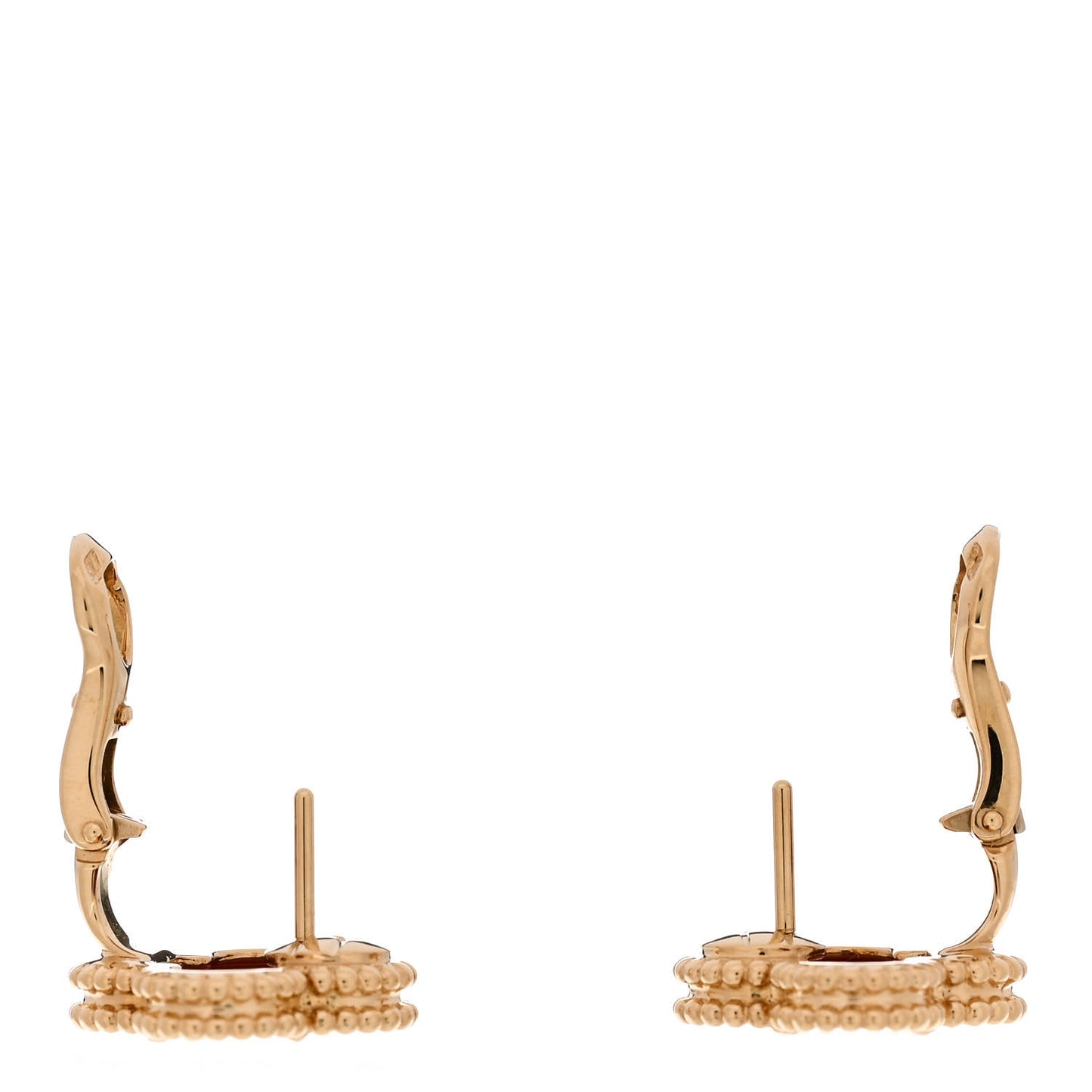 18K Yellow Gold Carnelian Vintage Alhambra Earrings