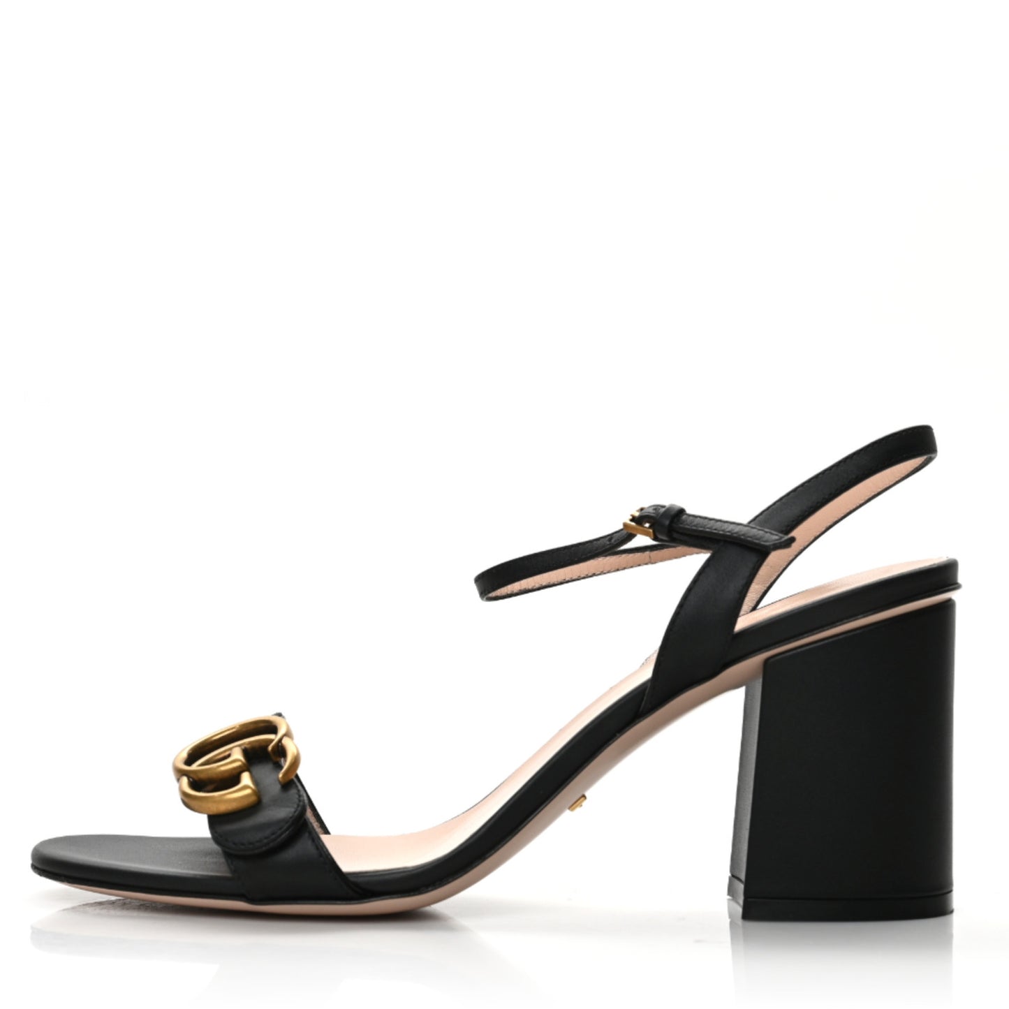 Lifford Calfskin GG Marmont Ankle Wrap 75mm Sandals 39 Black