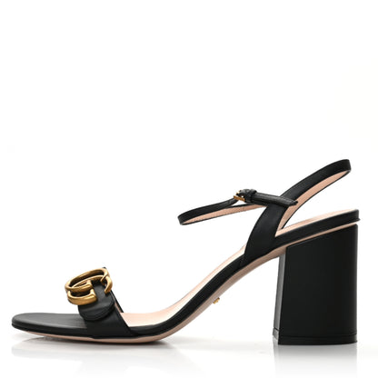 Gucci Lifford Calfskin GG Marmont Ankle Wrap 75mm Sandals 39 Black 1 of 7