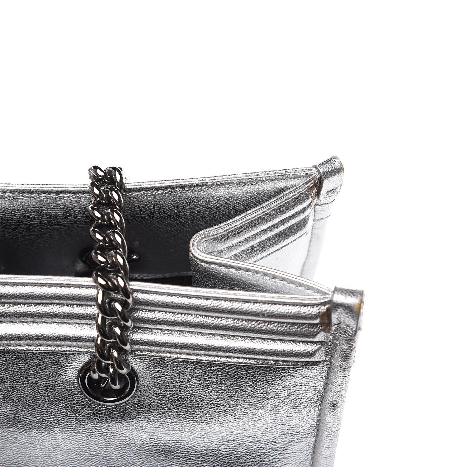 Chanel Metallic Goatskin Calfskin Bi-Color Large Boy Tote Black Silver 16 of 18