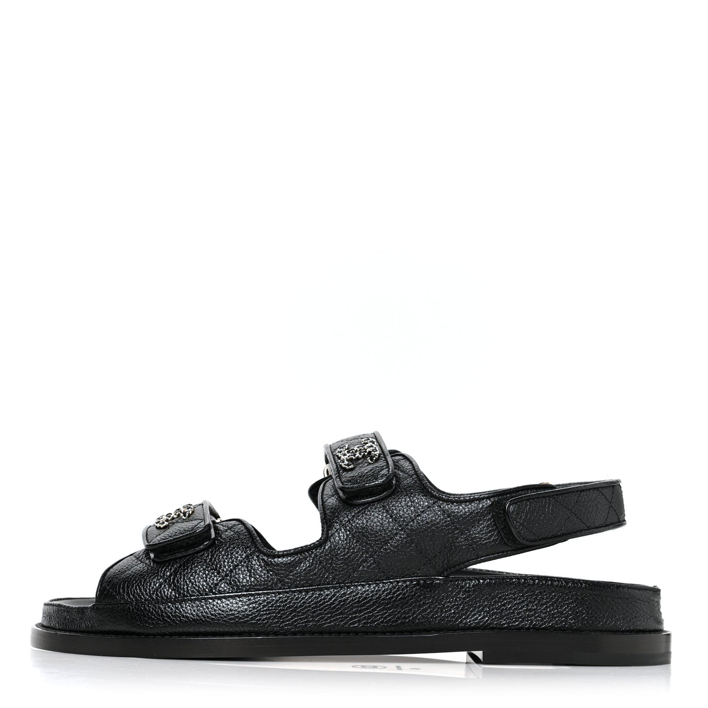 Grained Calfskin Velcro Dad Sandals 40 Black