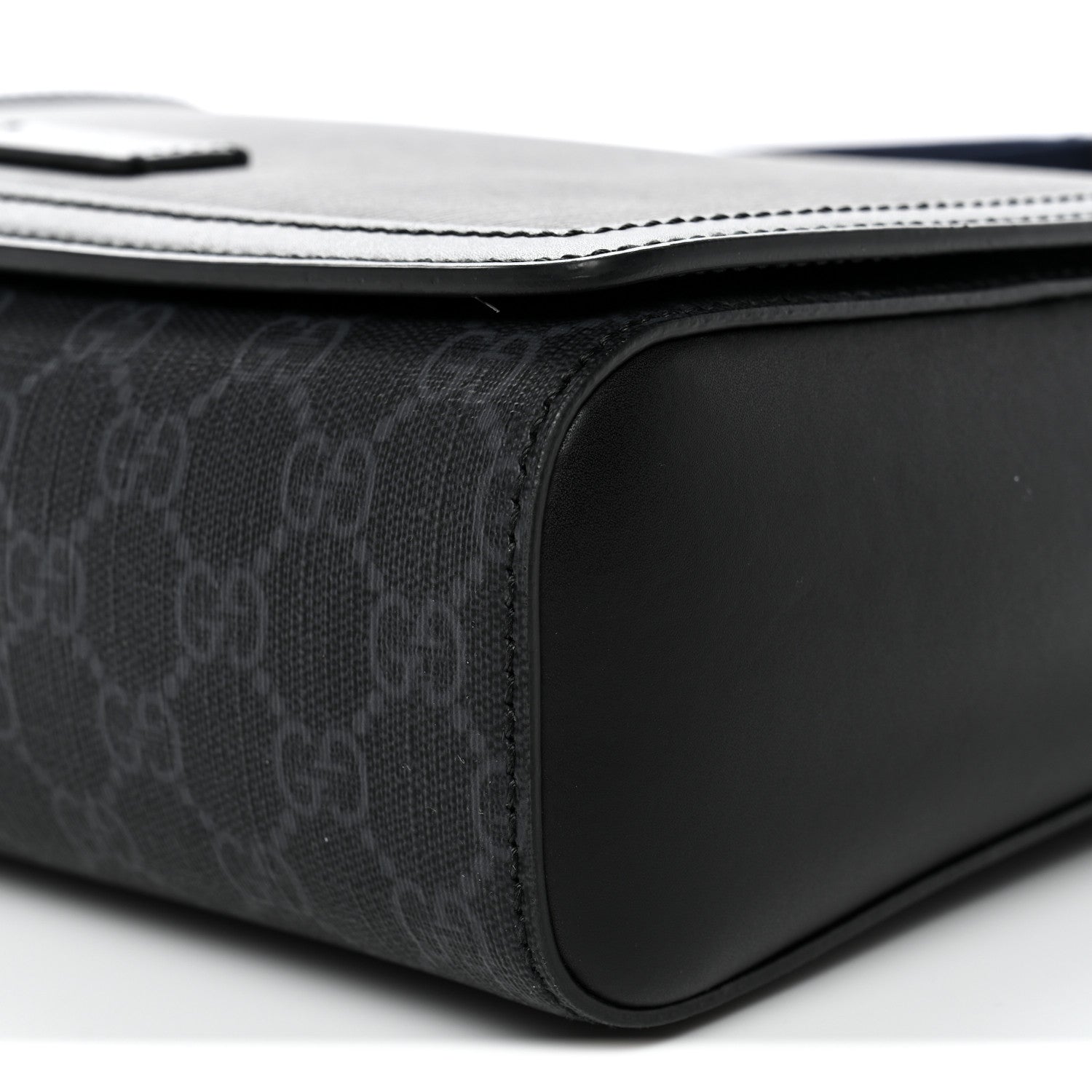 Gucci GG Supreme Monogram Appia Calfskin Web Crossbody Bag Black Grey 10 of 12