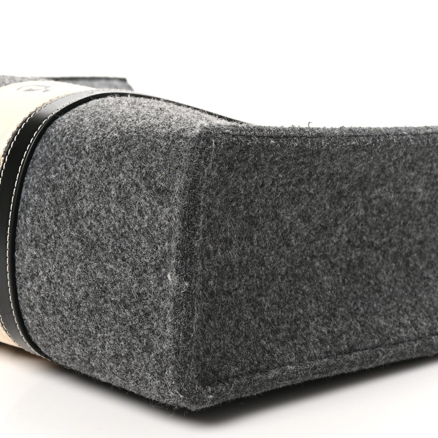 Felt Shiny Calfskin Large Woody Ribbon Tote Cashmere Gray