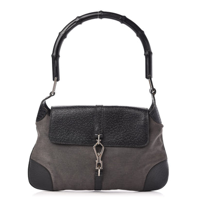 Gucci Calfskin Bamboo Handle Jackie O Hobo Black 1 of 10
