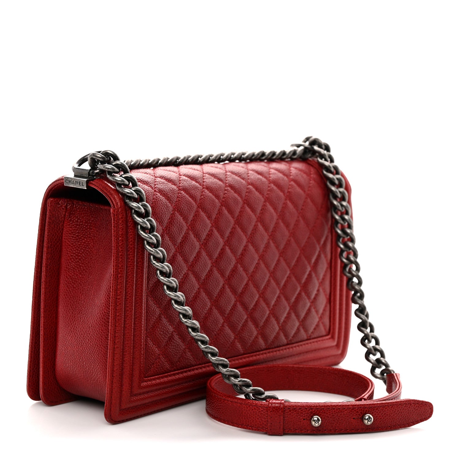 Chanel Caviar Quilted New Medium Boy Flap Dark Red 3 of 11