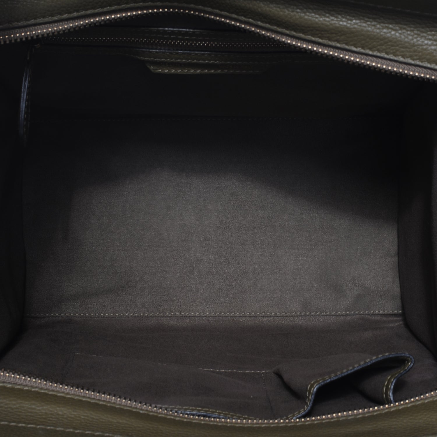 Celine Drummed Calfskin Mini Luggage Olive Green 6 of 9