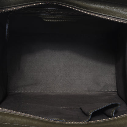 Celine Drummed Calfskin Mini Luggage Olive Green 6 of 9