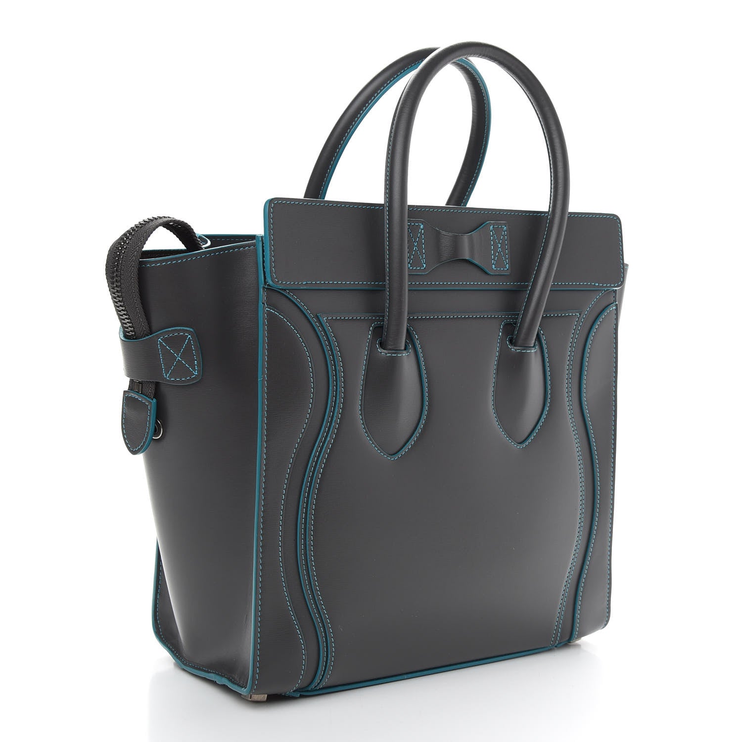 Celine Satin Debossed Calfskin Micro Luggage Anthracite 3 of 8