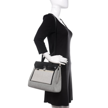 Hermes Vache Hunter Criss Viking Herbag Zip Retourne 31 PM Ecru Black 2 of 10