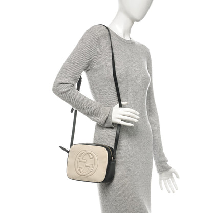 Gucci Dollar Calfskin Bi-Color Small Soho Disco Bag Mystic White Black 2 of 6