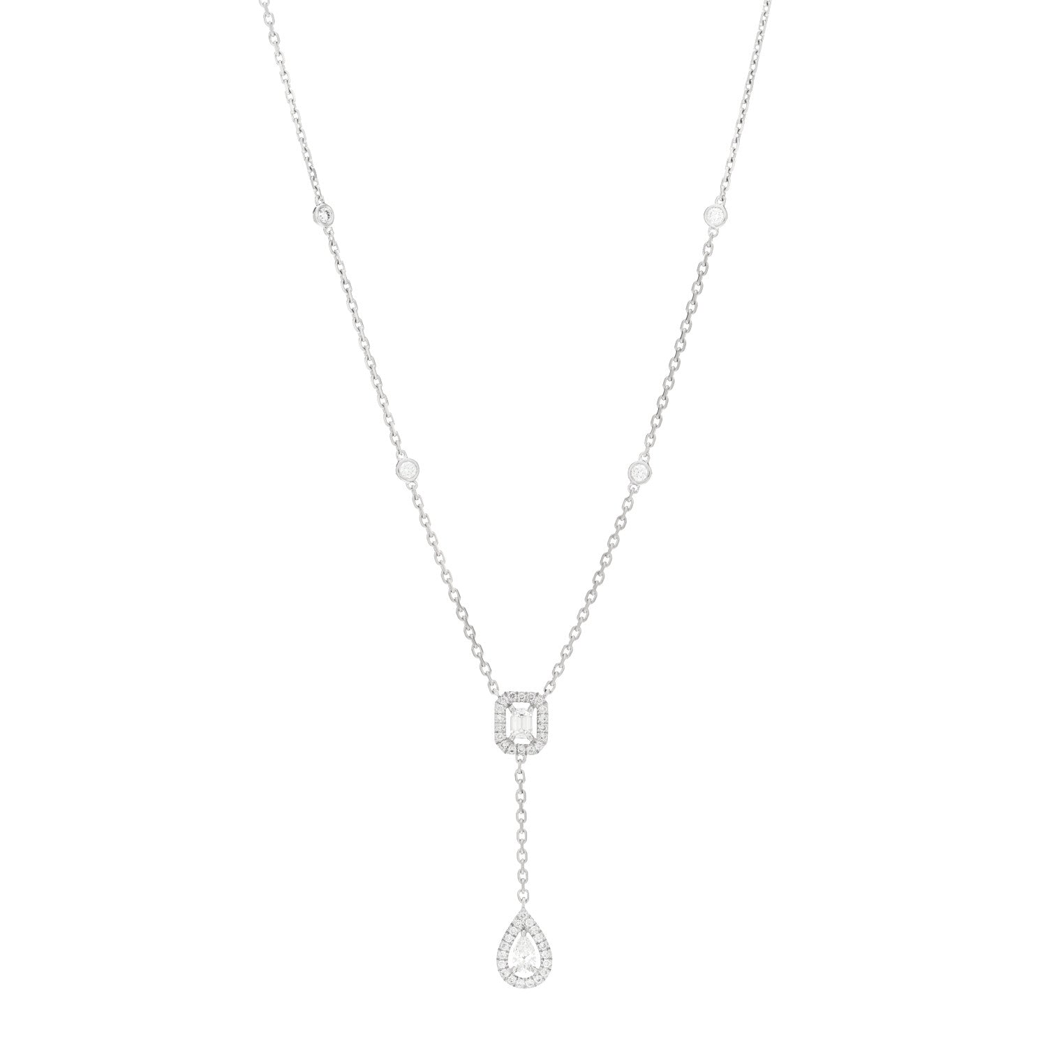 Messika 18K White Gold Diamond My Twin Tie Necklace 1 of 5