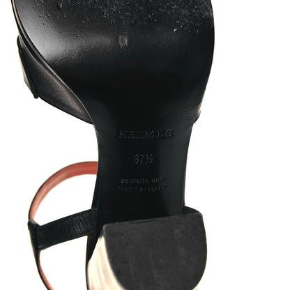 Hermes Goatskin Alesia Sandals 37.5 Black 6 of 8