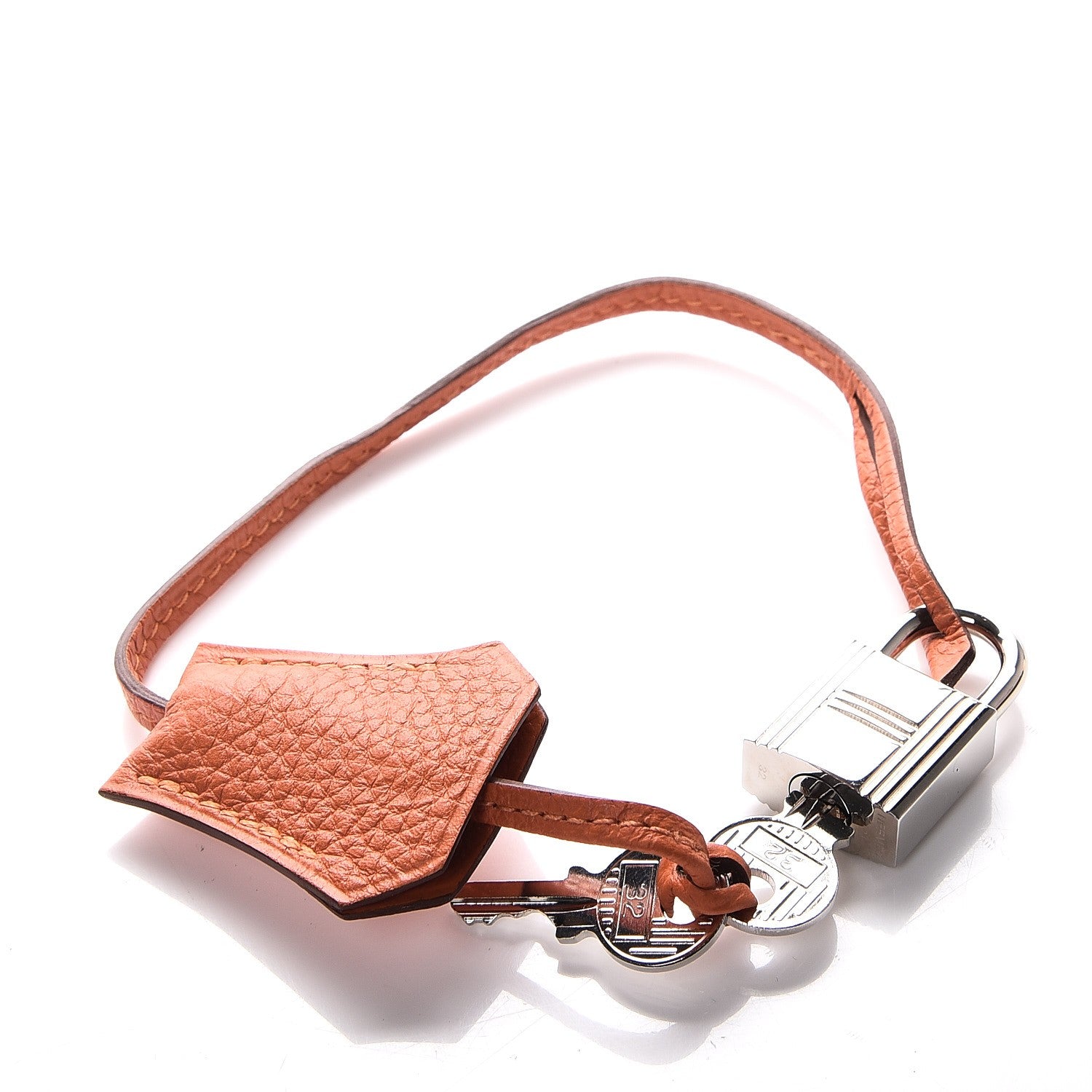 Hermes Togo Clochette Lock and Key Orange 3 of 4
