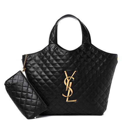 Saint Laurent Lambskin Quilted Maxi Icare Shopping Tote Black 1 of 10