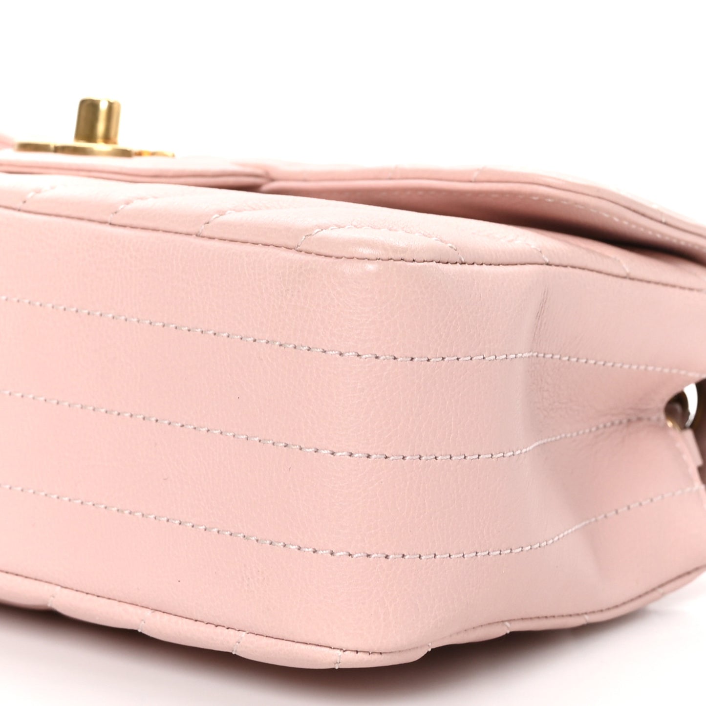 Calfskin Chevron Quilted Mini Rectangular Flap Light Pink