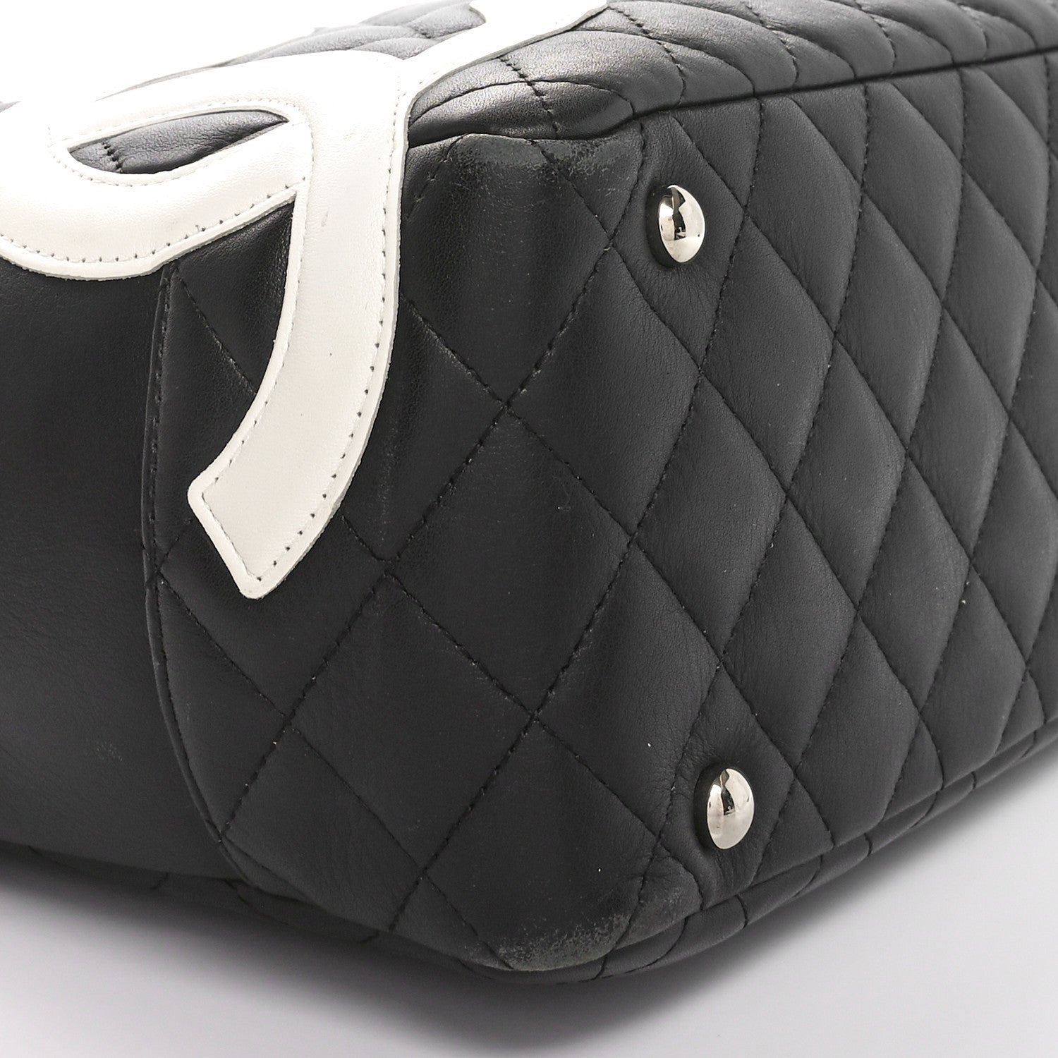 Chanel Calfskin Quilted Large Cambon Bowler Black White 9 of 10