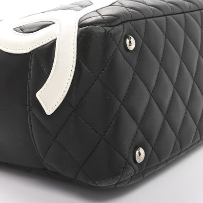 Chanel Calfskin Quilted Large Cambon Bowler Black White 9 of 10
