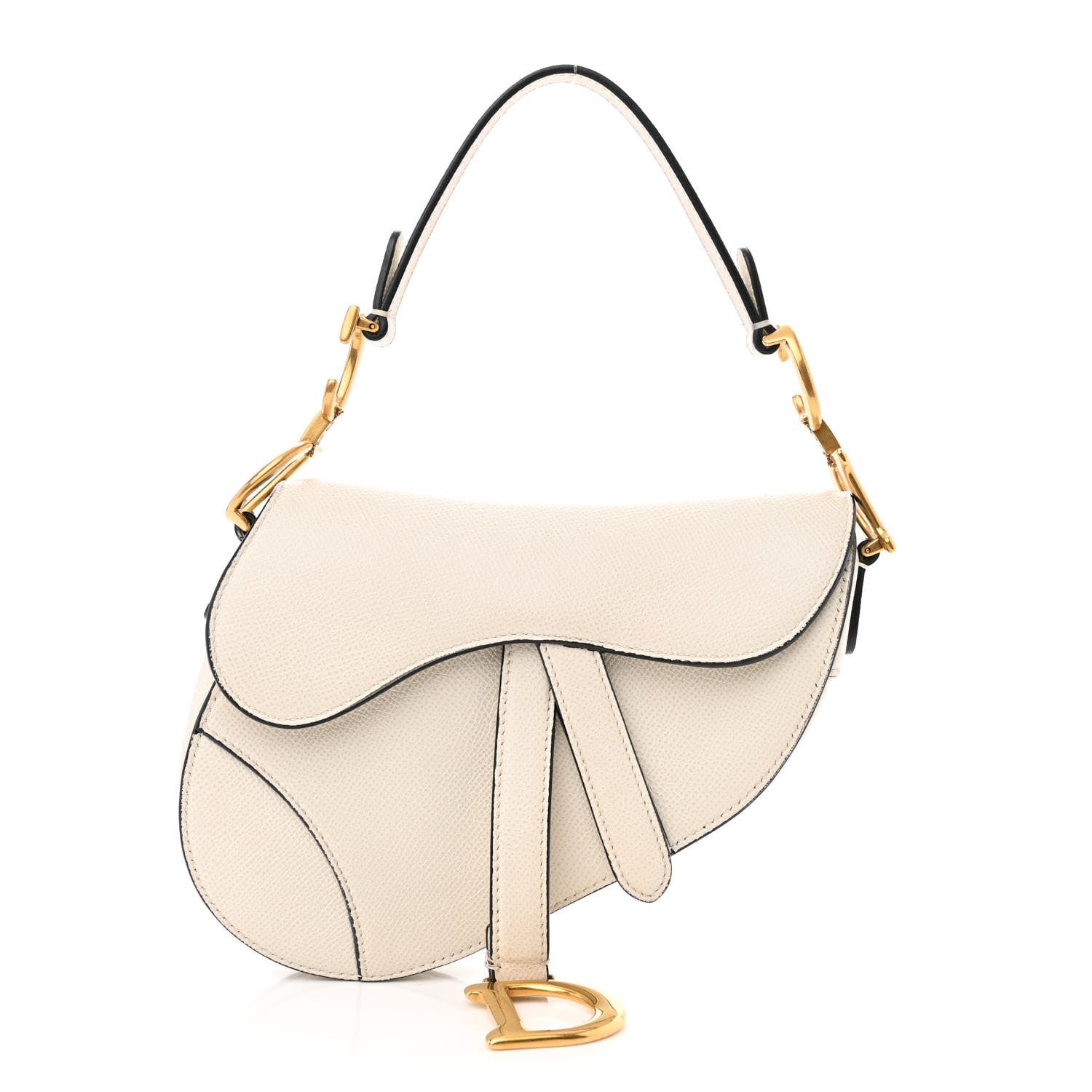 Christian Dior Grained Calfskin Mini Saddle Bag White 1 of 15