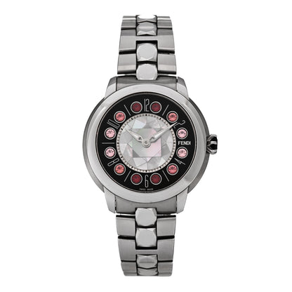 Fendi Stainless Steel Mother of Pearl Topaz Spinel 38mm Ishine Rotating Gem Two Tone Quartz Watch Black 1 of 7