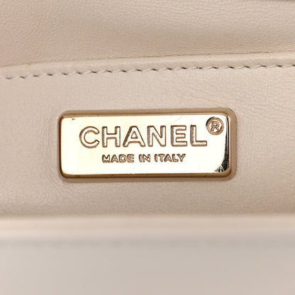 Chanel Calfskin Quilted Medium Chain Embellished Boy Flap White 5 of 14