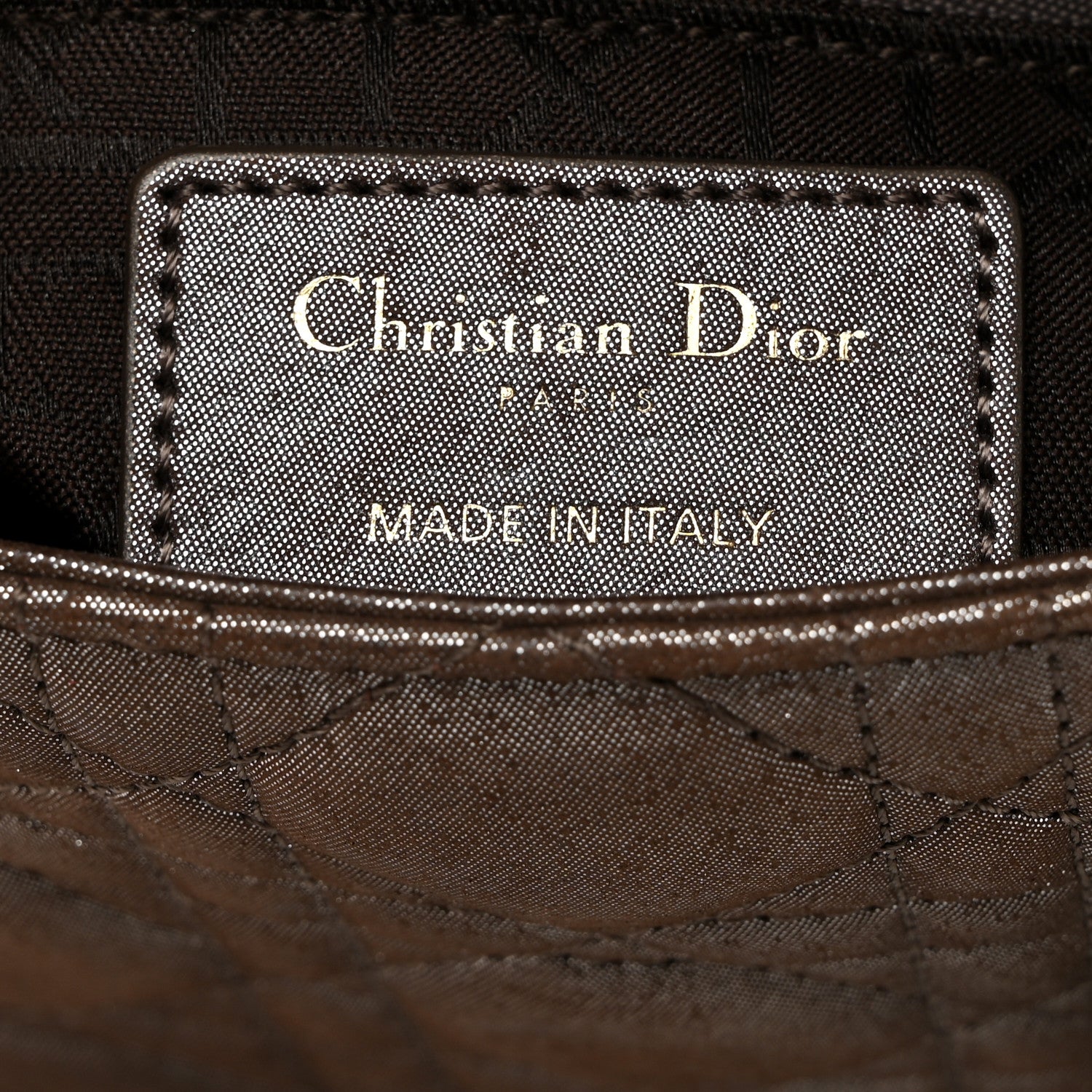 Christian Dior Metallic Calfskin Cannage Mini Lady Dior Brown 6 of 10
