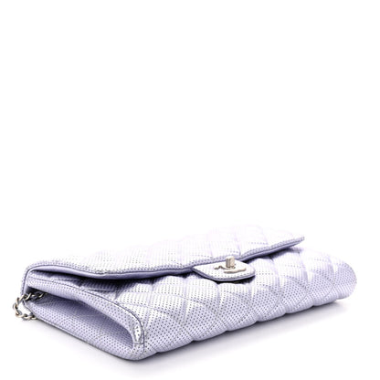 Chanel Metallic Perforated Lambskin Quilted Clutch With Chain Flap Silver 4 of 11