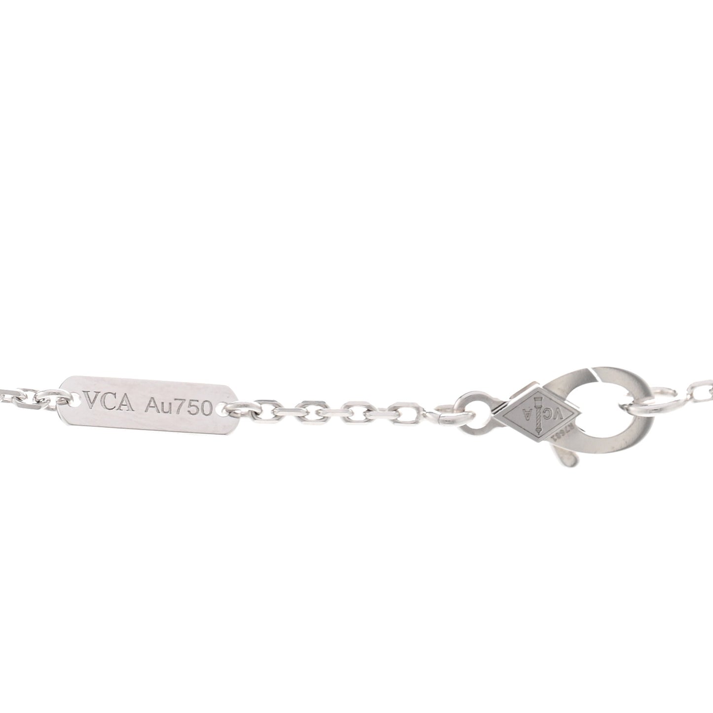 18K White Rose Gold Diamond Guilloche Vintage Alhambra Pendant Necklace