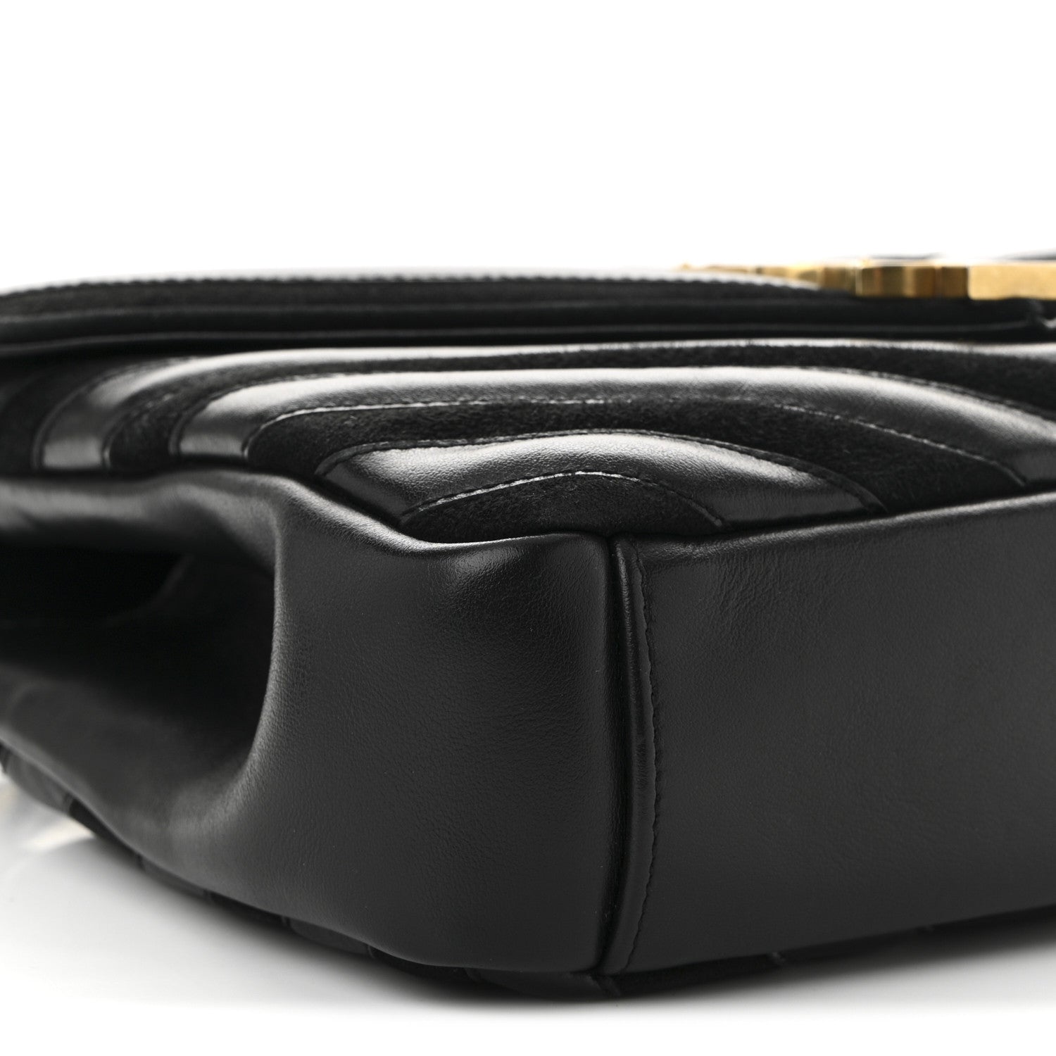 Saint Laurent Calfskin Suede Matelasse Chevron Monogram Medium College Bag Black 9 of 10
